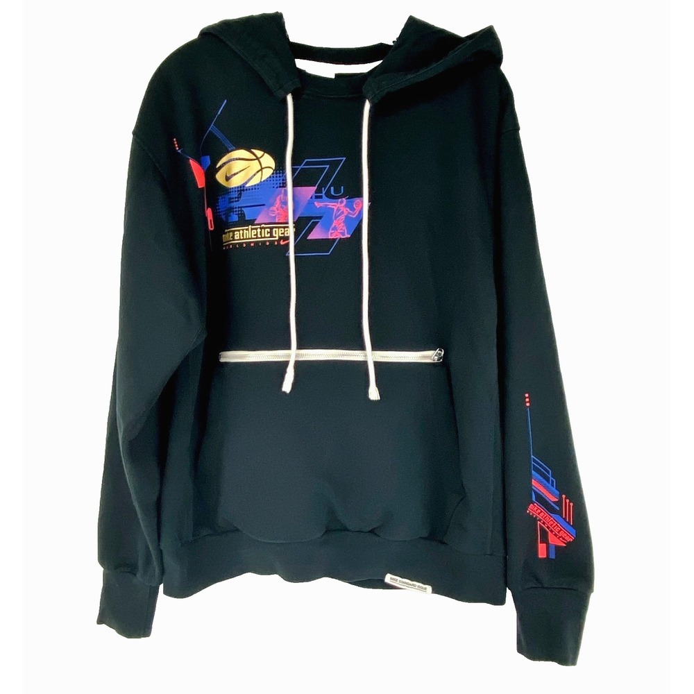 Nike Dri Fit Hoodie Men's M Athletic Gear Sweatshirt Black Pullover Sweater LKNU